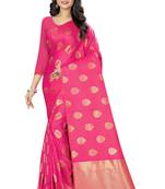 pink woven silk saree with blouse
