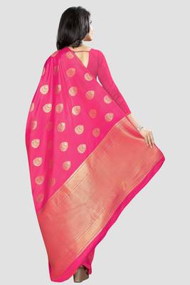 pink woven silk saree with blouse 3