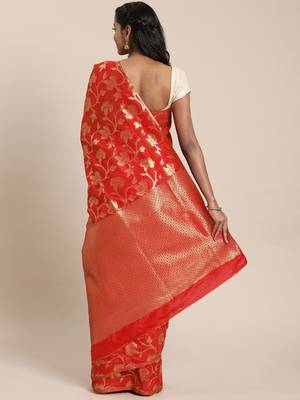 orange woven kanchipuram silk saree with blouse 2
