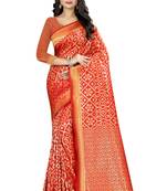 red woven  silk saree with blouse