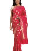 pink woven silk saree with blouse