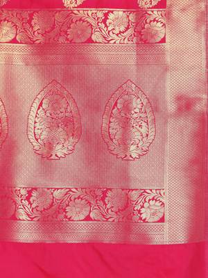 pink woven silk saree with blouse 4