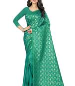 green woven art silk saree with blouse