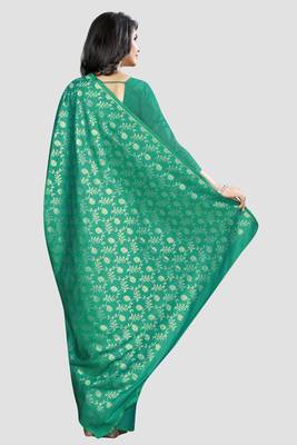 green woven art silk saree with blouse 3
