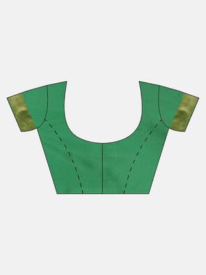 green woven silk saree with blouse 5
