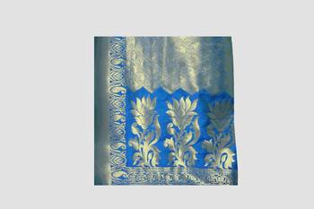 blue woven silk saree with blouse 5