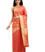 orange woven silk saree with blouse