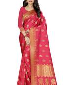 pink woven silk saree with blouse