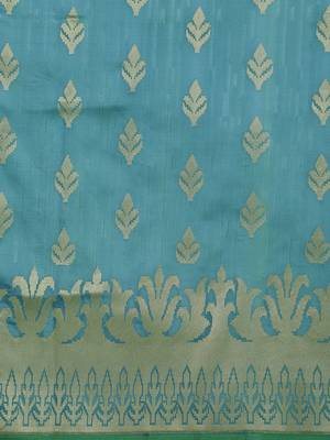 blue woven silk saree with blouse 3