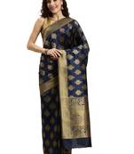 blue woven silk saree with blouse