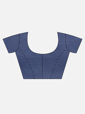 blue woven silk saree with blouse 5
