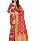 red woven  silk saree with blouse