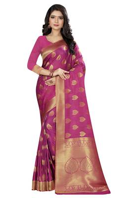purple woven  silk saree with blouse 1