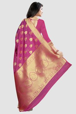 purple woven  silk saree with blouse 3