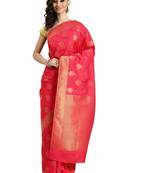 pink woven silk saree with blouse
