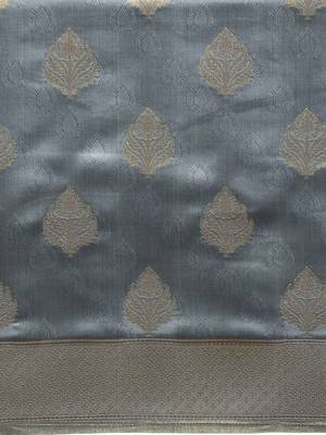 grey woven silk saree with blouse 4