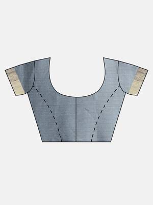 grey woven silk saree with blouse 5