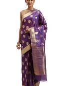 purple woven silk saree with blouse