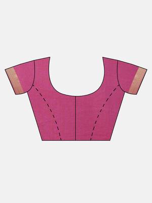 pink woven  silk saree with blouse 5