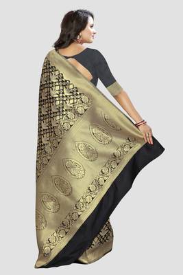 black woven silk saree with blouse 3