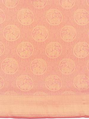 pink woven silk saree with blouse 3