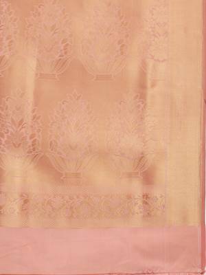 pink woven silk saree with blouse 4