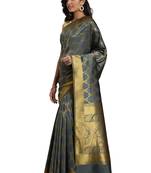 grey woven silk saree with blouse