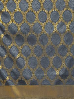 grey woven silk saree with blouse 3