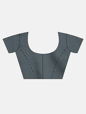 grey woven silk saree with blouse 5