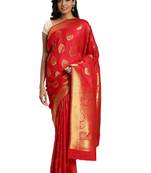 red woven silk saree with blouse