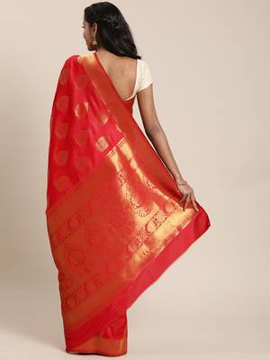 red woven silk saree with blouse 2