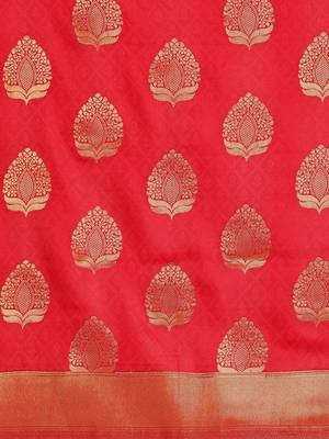 red woven silk saree with blouse 3