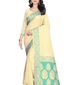 white woven kanchipuram silk saree with blouse