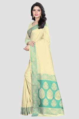 white woven kanchipuram silk saree with blouse 2