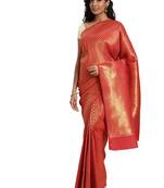 red woven silk saree with blouse