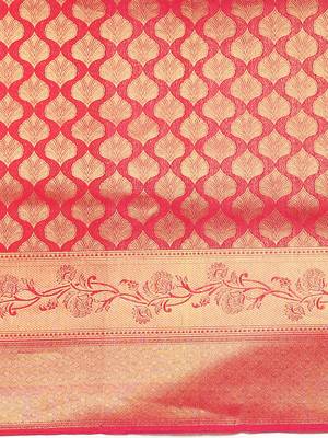 pink woven silk saree with blouse 3