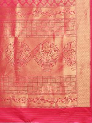 pink woven silk saree with blouse 5