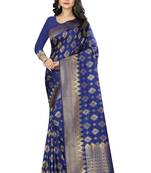 blue woven  silk saree with blouse
