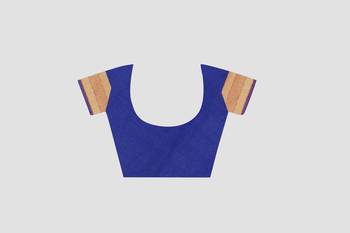 blue woven silk saree with blouse 4