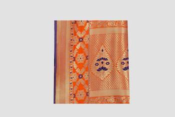 blue woven silk saree with blouse 5