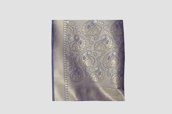 blue woven silk saree with blouse 5