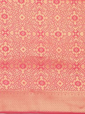 pink woven silk saree with blouse 3