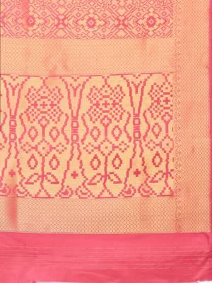pink woven silk saree with blouse 4