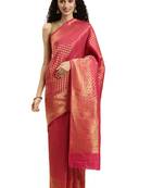 pink woven silk saree with blouse