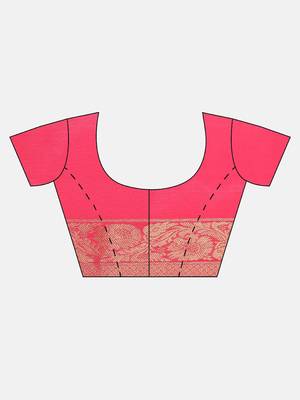 pink woven silk saree with blouse 5