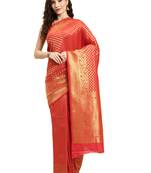 red woven silk saree with blouse