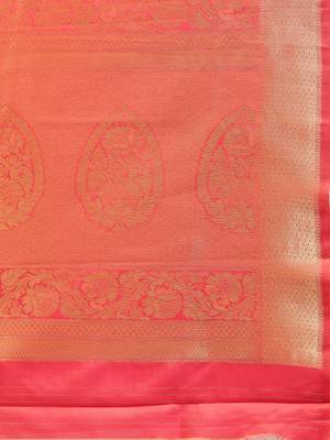 red woven silk saree with blouse 4