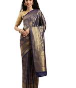blue woven  silk saree with blouse
