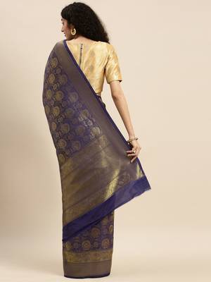 blue woven  silk saree with blouse 2