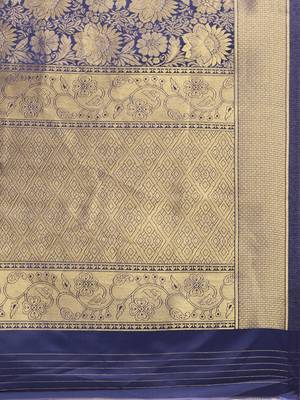 blue woven  silk saree with blouse 4